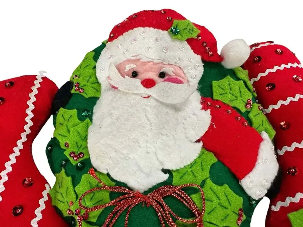 Bucilla Jolly Santa Felt Wall Hanging Decoration Christmas Joy